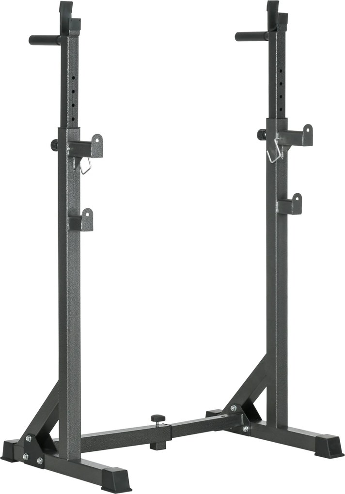 Suporte para Barras de Pesos com Largura e Altura Ajustáveis Suporte de Musculação com Estrutura de Aço 60-87x65x121-158 cm Preto