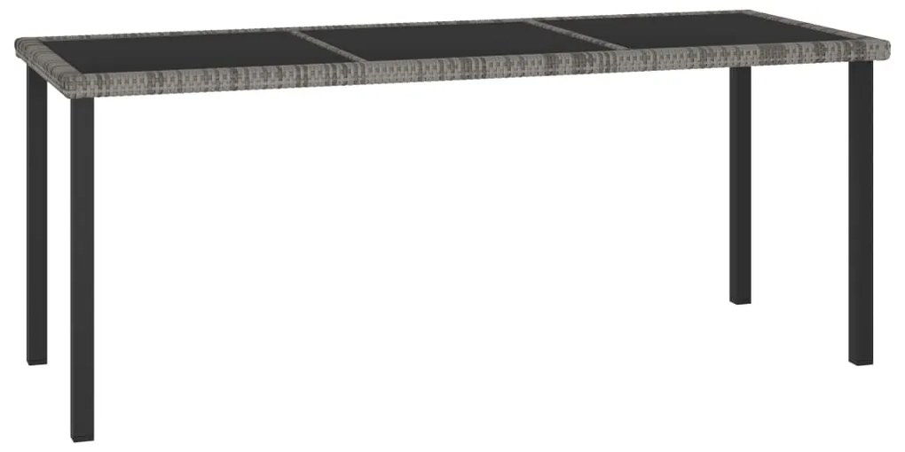 9 pcs conjunto de jantar para jardim vime PE cinzento
