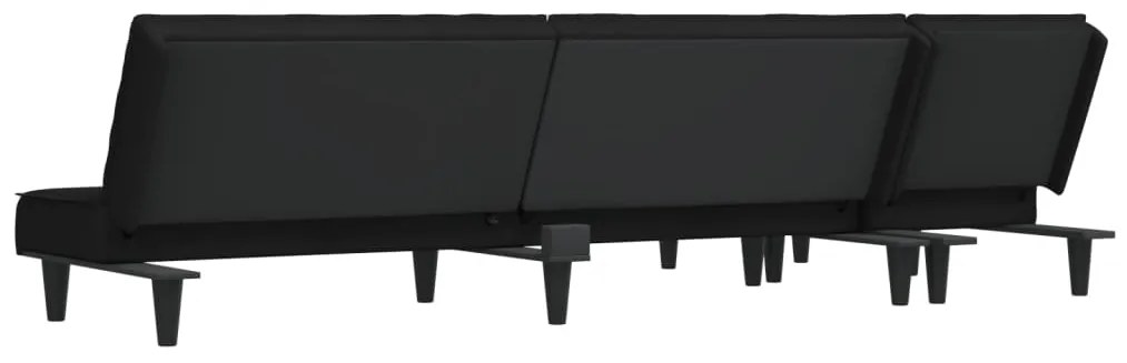 Sofá-cama em forma de L 255x140x70 cm veludo preto