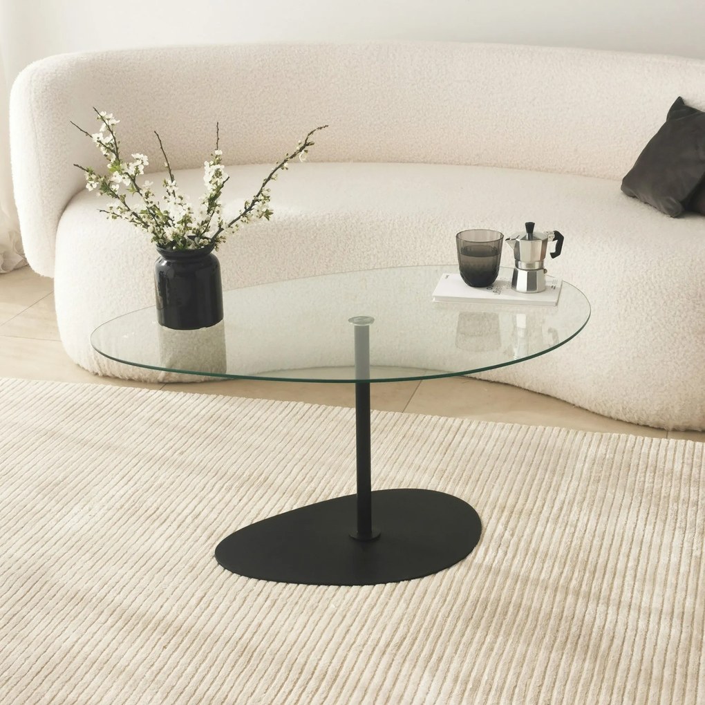 Mesa de Centro Porto – Transparente/Preto – 90x40x60 cm