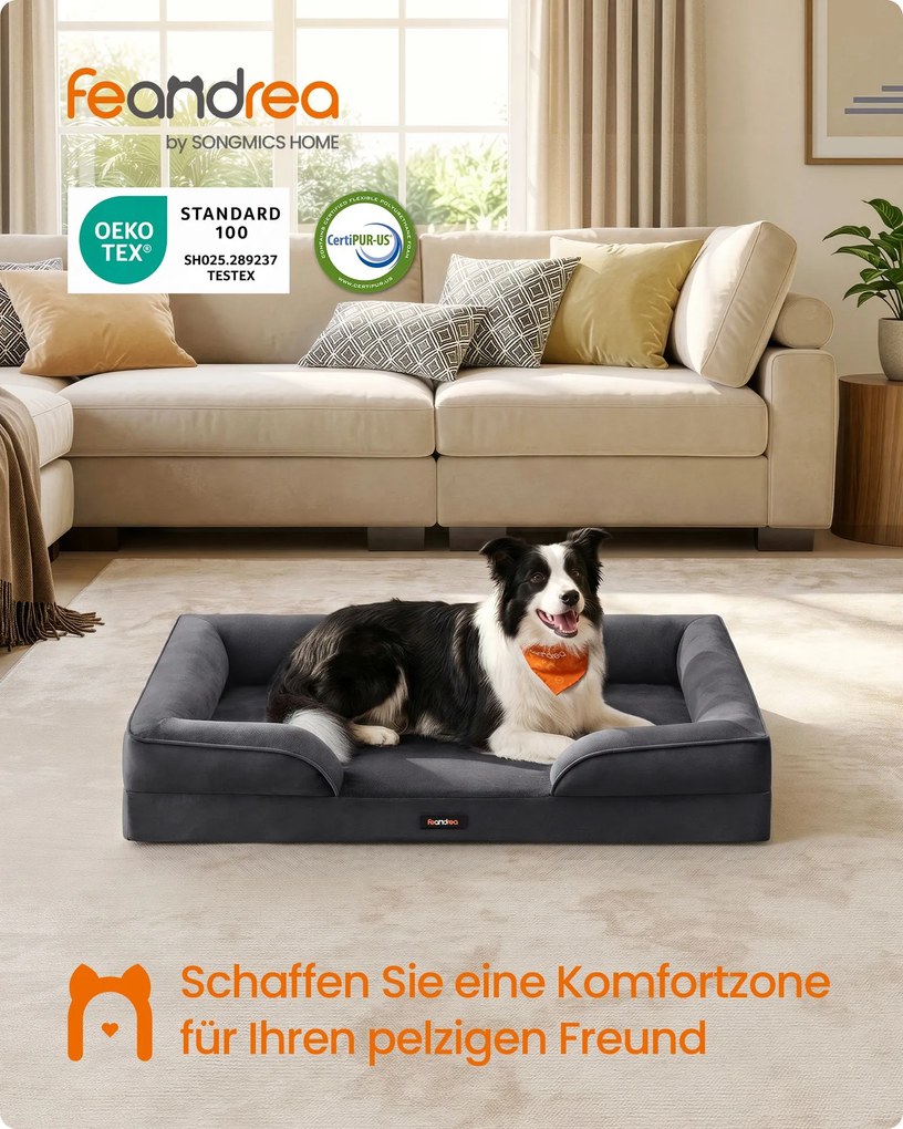 Cama ortopédica para cães com almofada, 104 x 69 x 17 cm cinzento ardósia