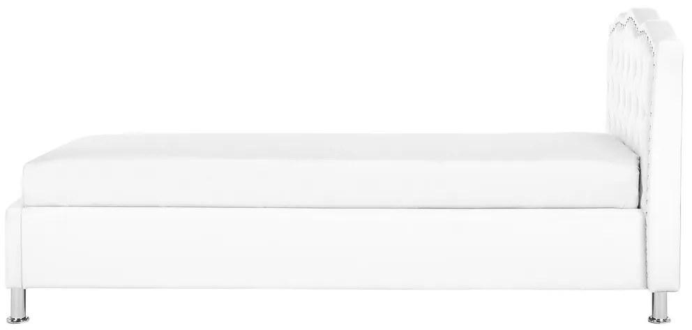 Cama de solteiro com arrumação em pele sintética branca 90 x 200 cm METZ Beliani