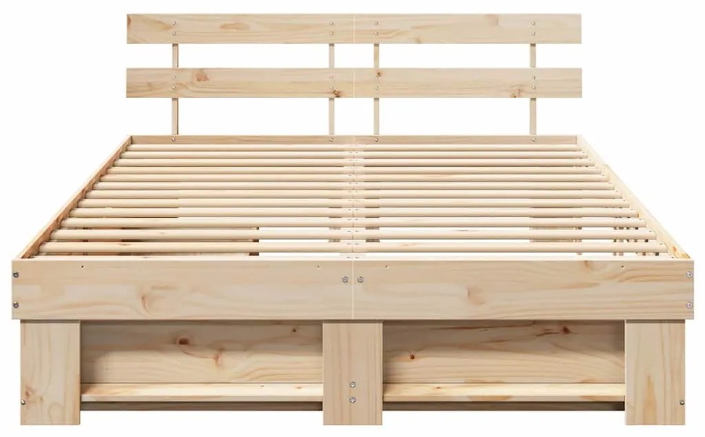 Estrutura da Cama com gaveta com cabeceira com armazenamento Castanho