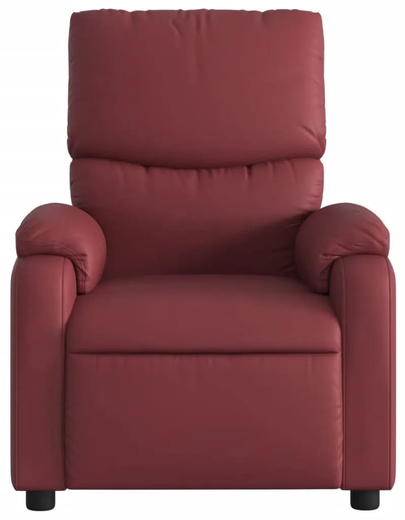 Poltrona massagens reclin. elétrica couro artif. vermelho-tinto