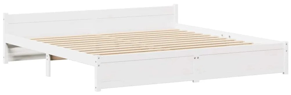 Cama sem colchão 200x200 cm madeira de pinho maciça branco