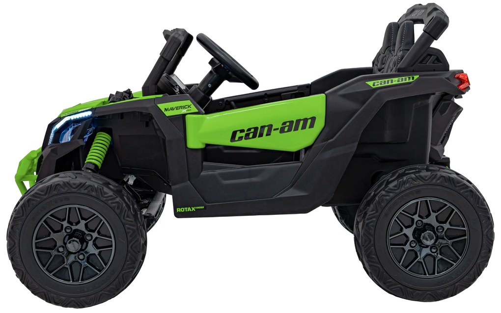 Carro elétrico para Crianças 24V 4x4 ATV CAN-AM Maverick Rodas de EVA, Assento de couro Verde