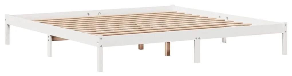 Cama sem colchão 200x200 cm madeira de pinho maciça branco