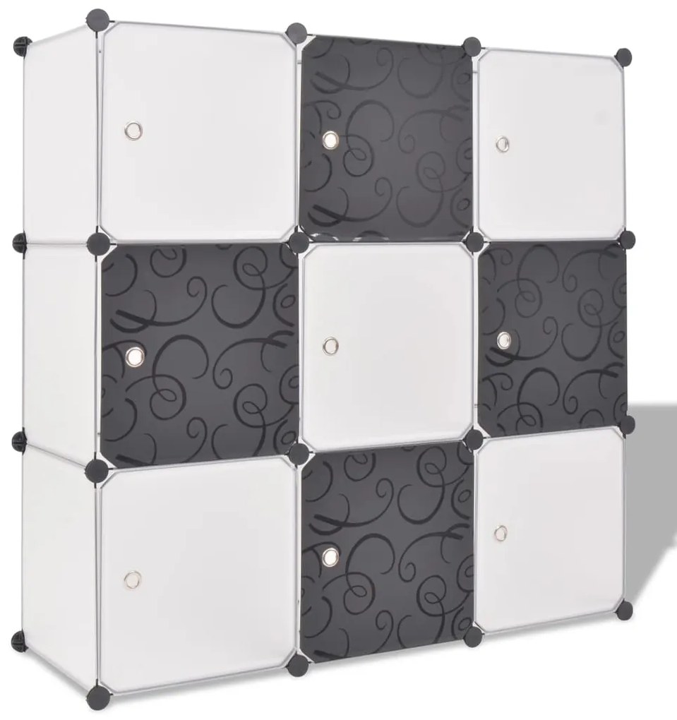 Cubos de arrumação com 9 compartimentos preto e branco