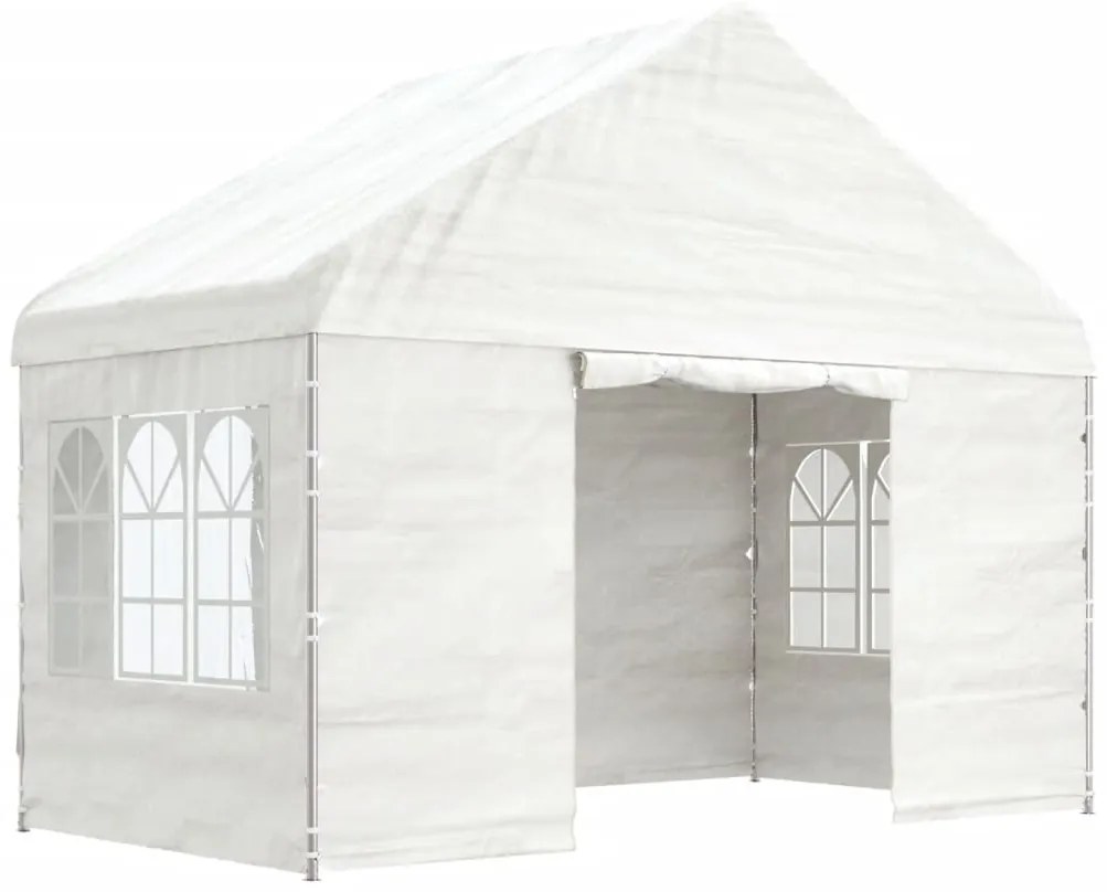Gazebo com telhado 4,08x2,23x3,22 m polietileno branco