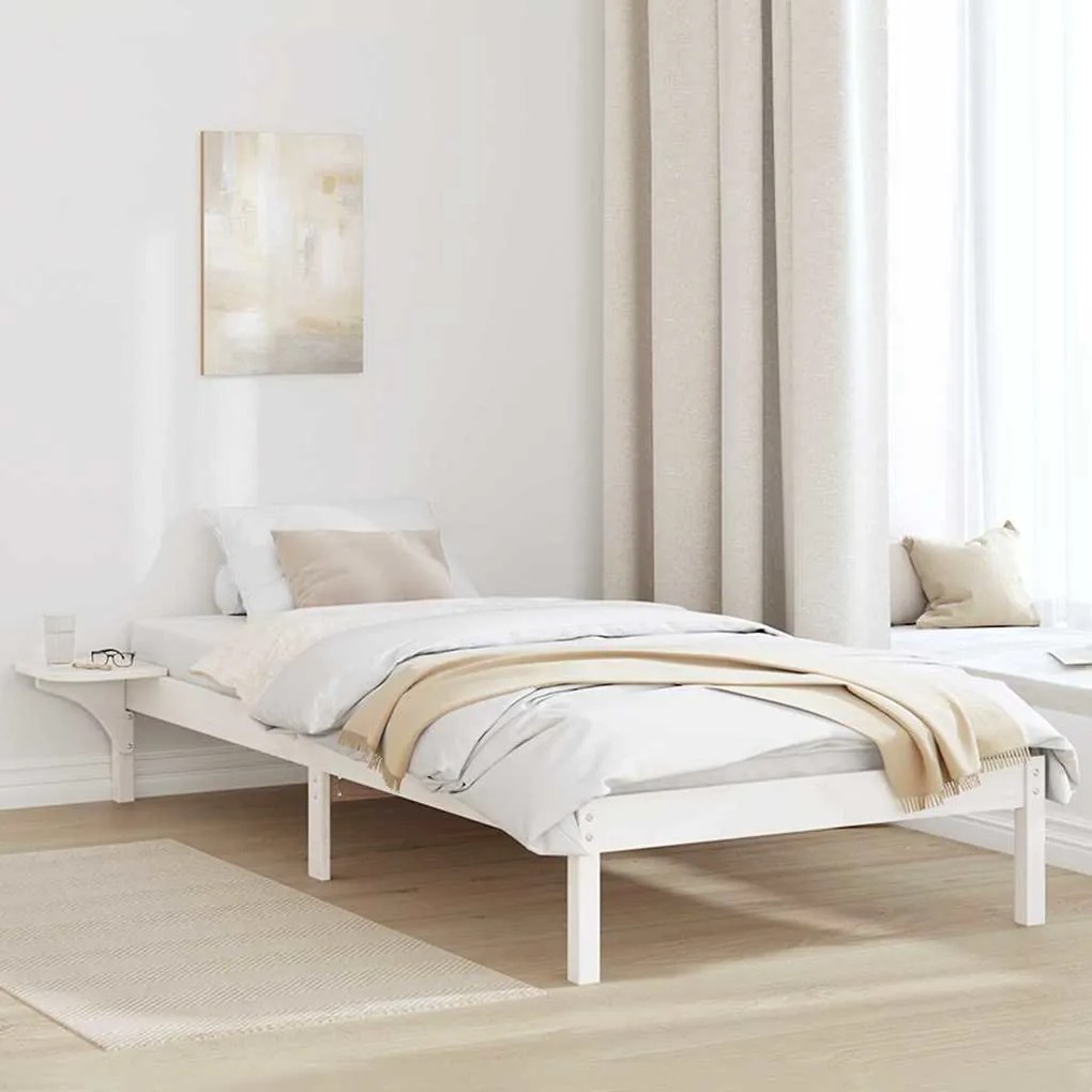 vidaXL Estrutura de cama com mesas de cabeceira Branco Branco