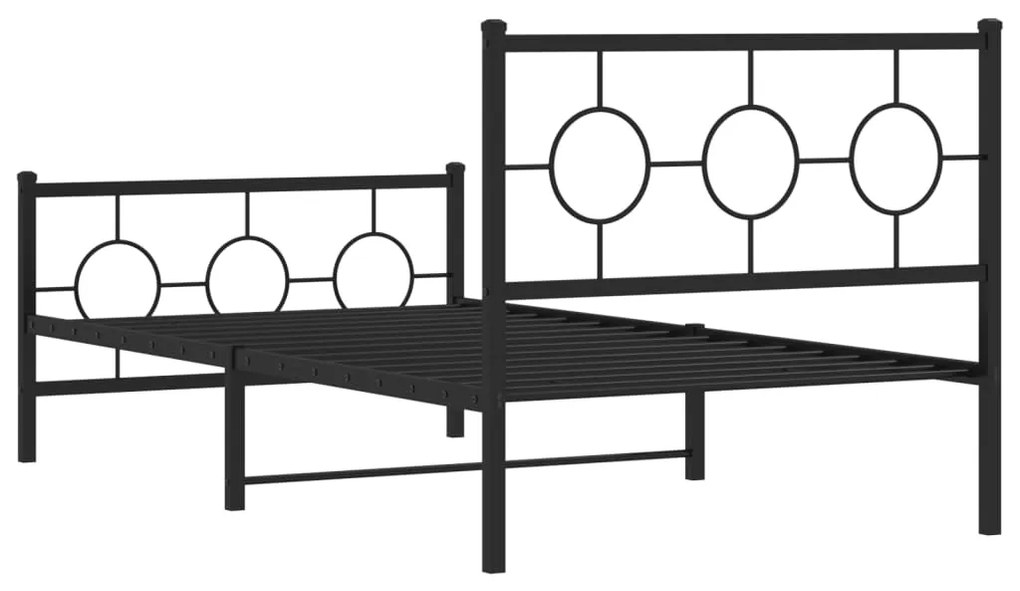 Estrutura de cama com cabeceira e pés 100x190 cm metal preto