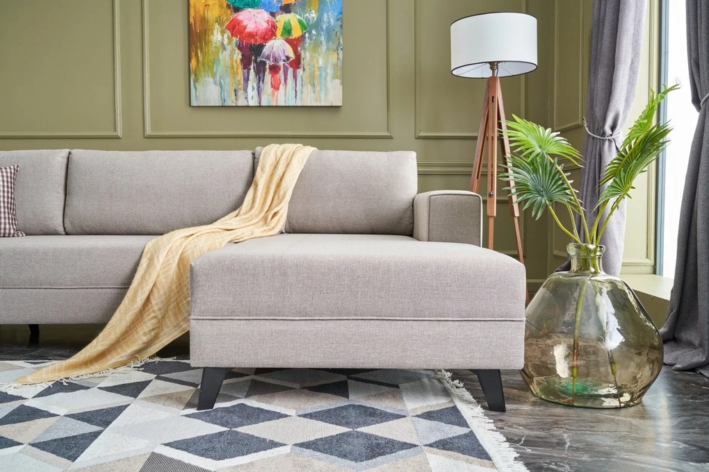 Sofá-Cama de Canto Efsun – Creme – 300x78x202 cm