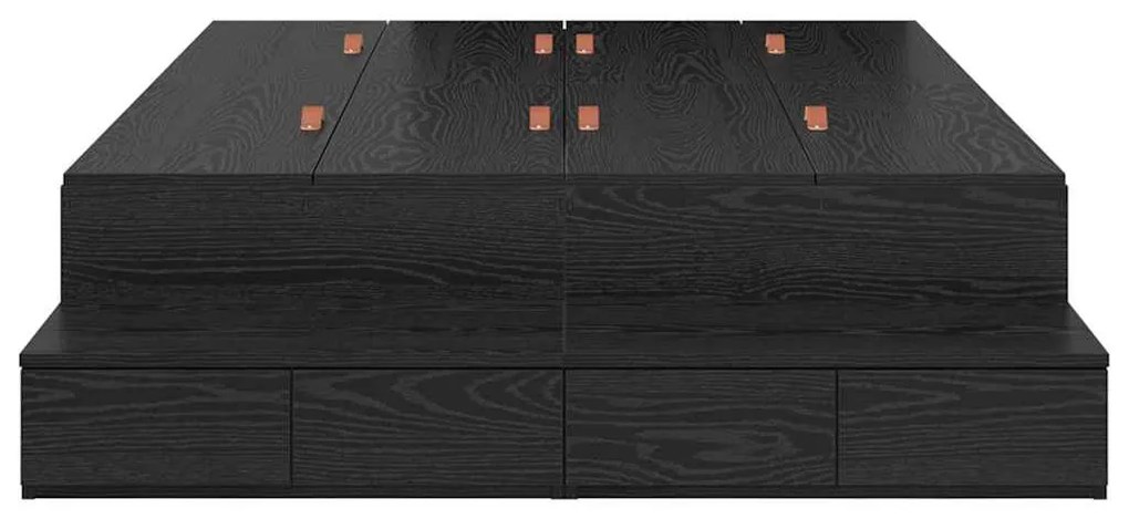 Cama de Armazenamento Preto Carvalho 120x190 cm