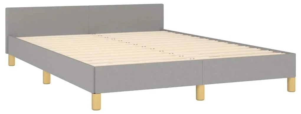 Estrutura de cama sem colchão 140x190 cm tecido cinzento-claro