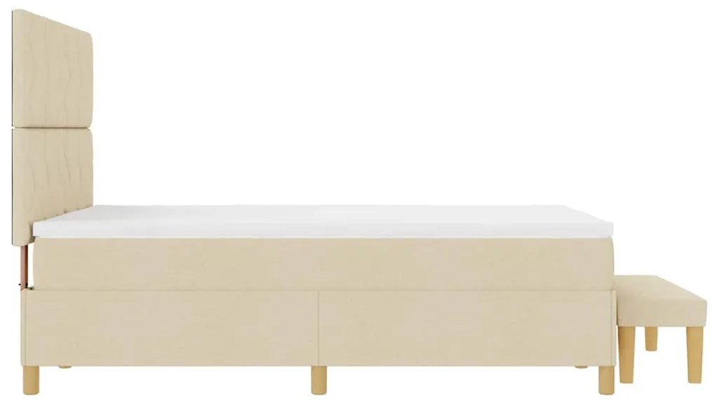 Cama Box Spring com Colchão &amp; Banco Creme 140x200 cm Tecido