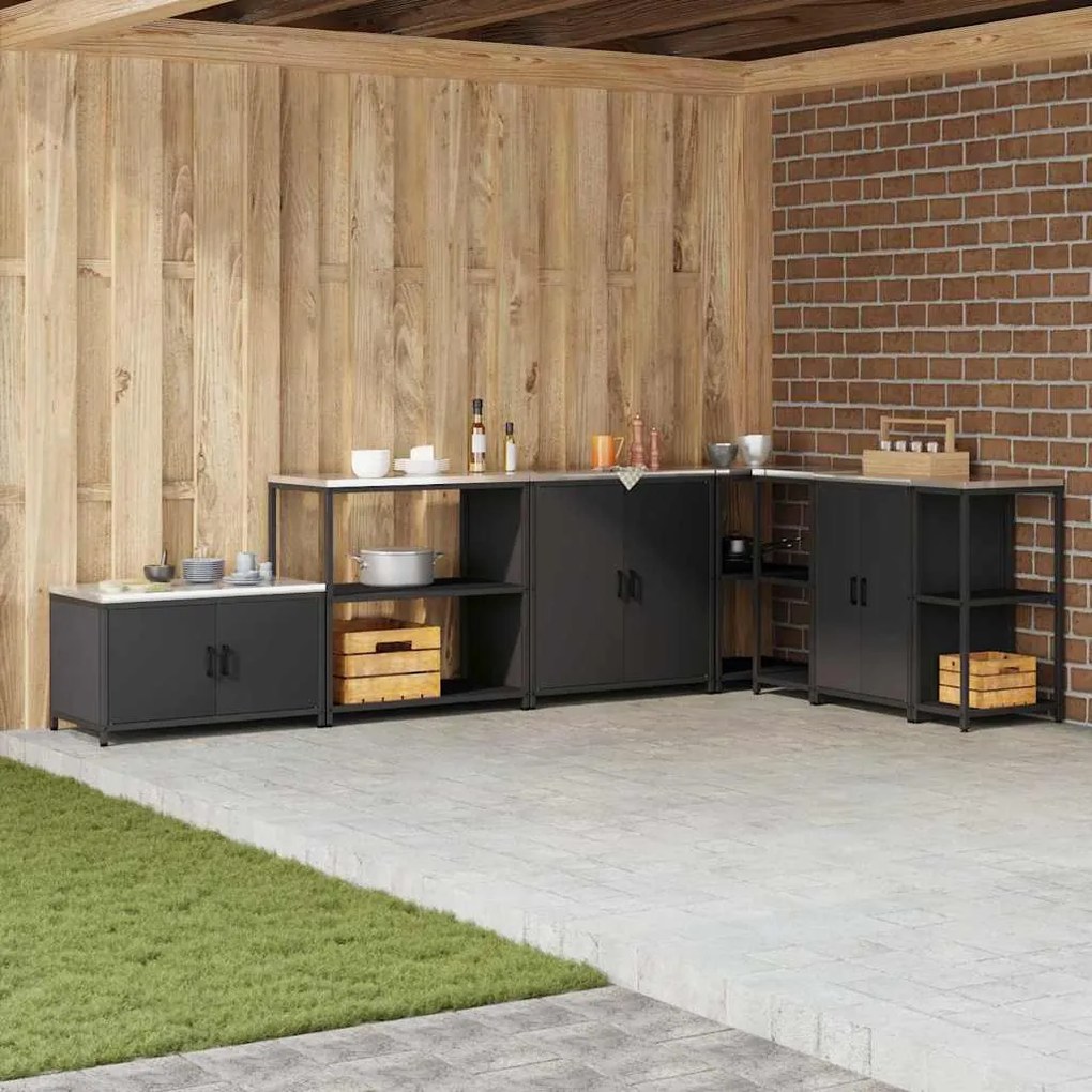 vidaXL Armazenamento de Cozinha Preto 60 x 50 x 92 cm Aço