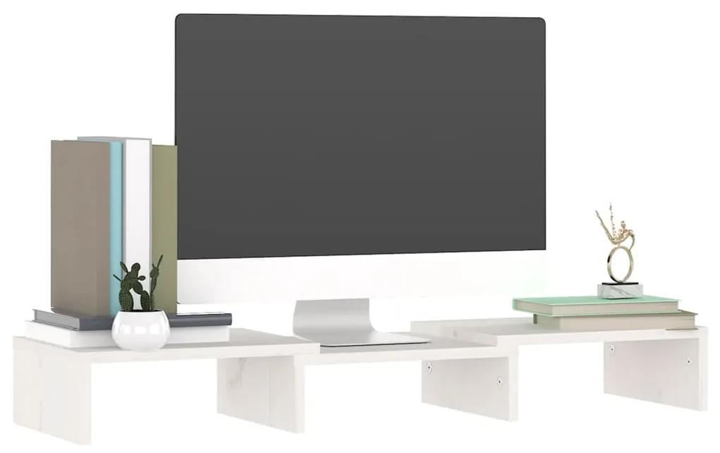 Suporte para monitor 60x24x10,5 cm madeira pinho maciça branco