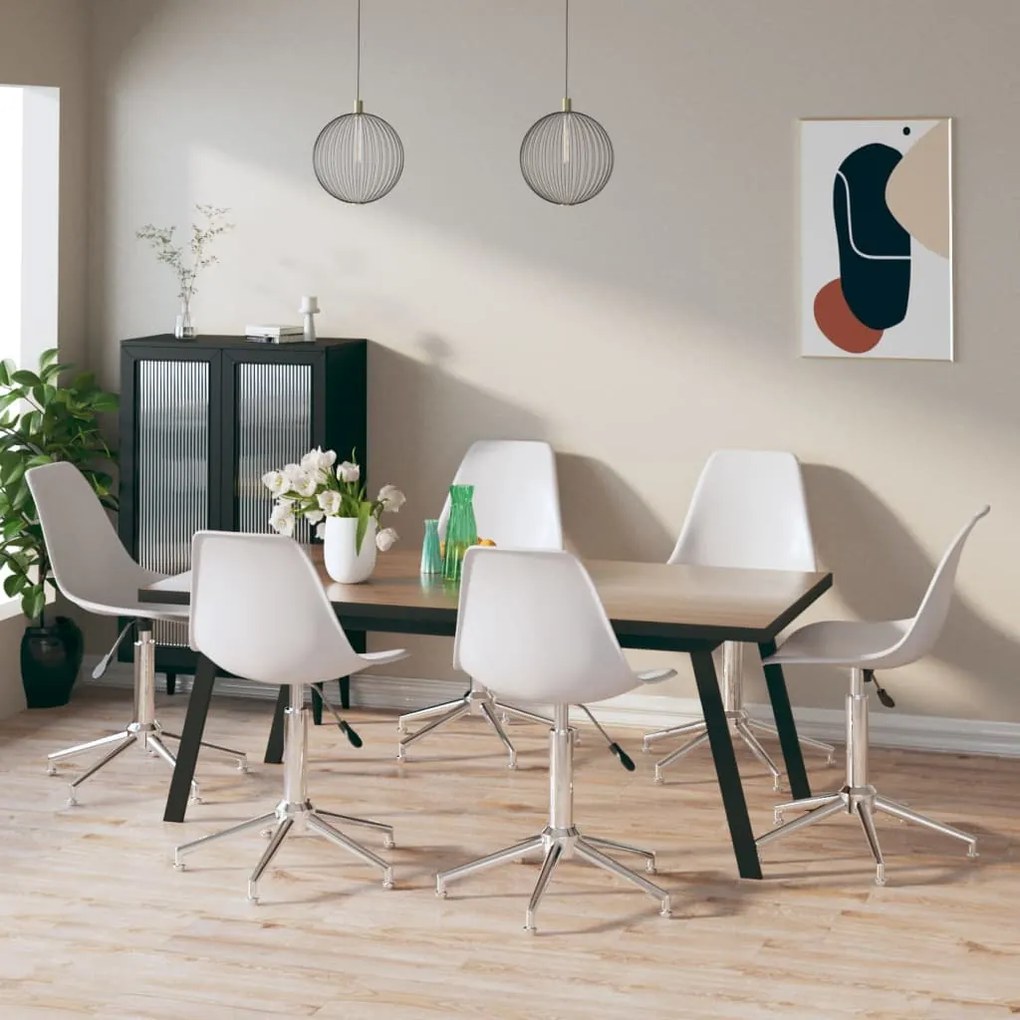 vidaXL Cadeiras de jantar giratórias 4 pcs PP branco