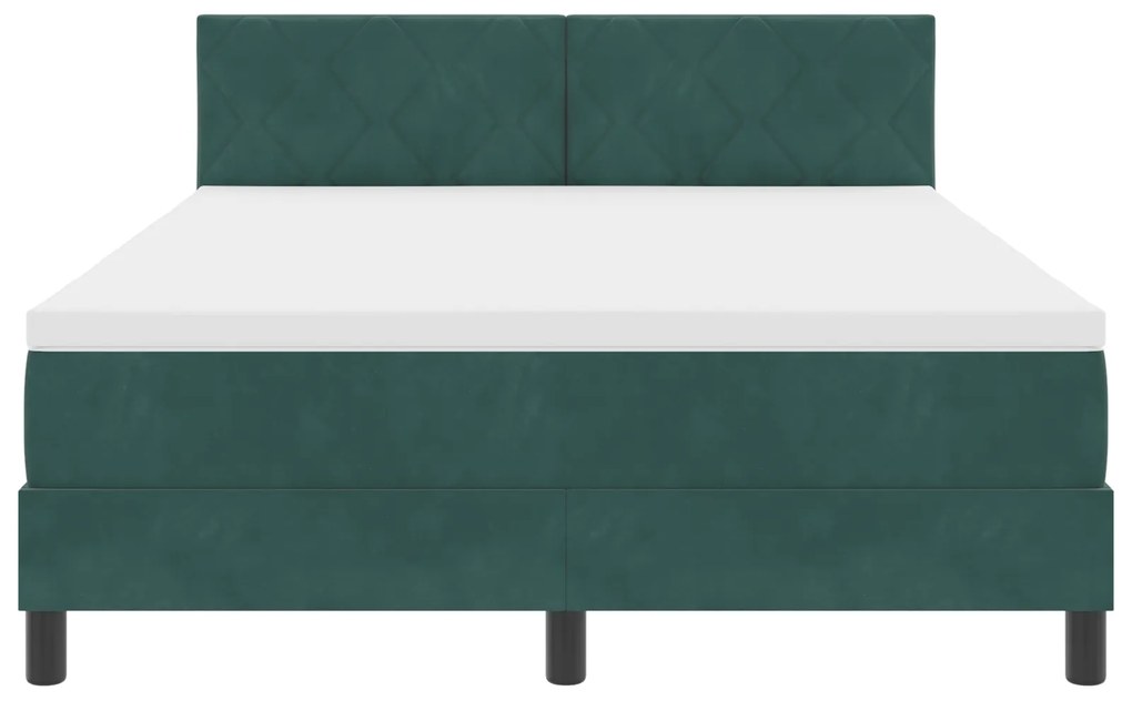 Cama Box Spring vidaXL com Colchão Verde Escuro 160x200 cm Veludo