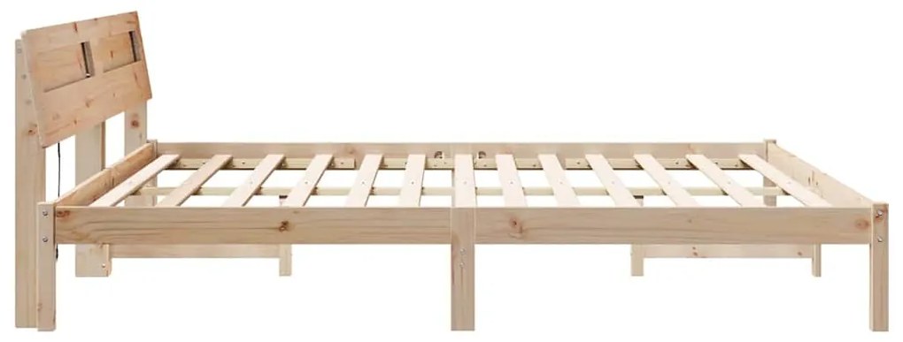 Estrutura da Cama com luzes de tira LED com cabeceira Castanho 180 x 2