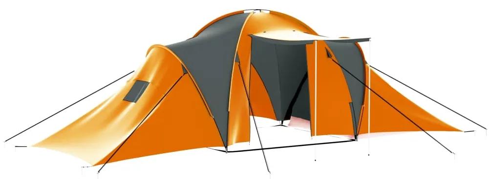 Tenda de campismo para 9 pessoas tecido cinzento e laranja