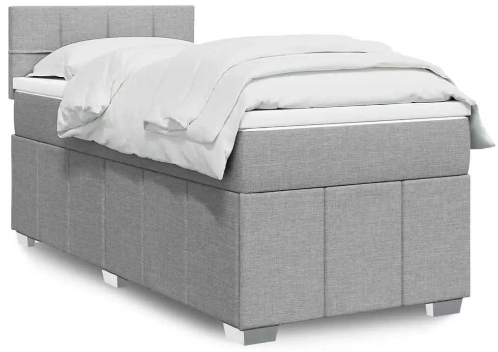 Cama com molas/colchão 100x200 cm tecido cinzento-claro