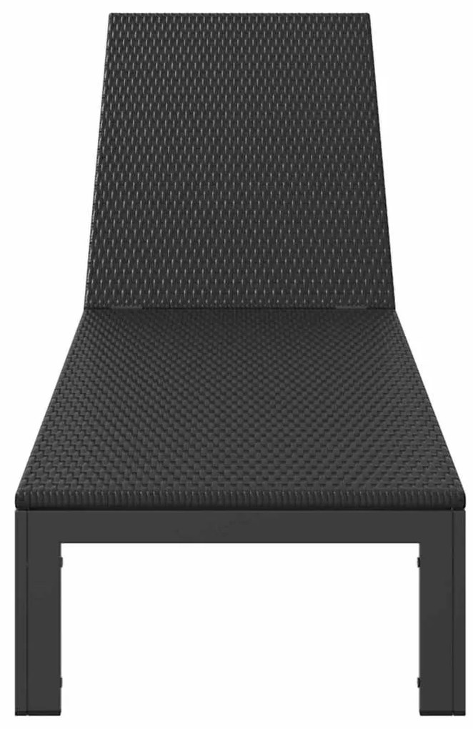 Espreguiçadeira vidaXL com Rodas Preto em Rattan Poliéster