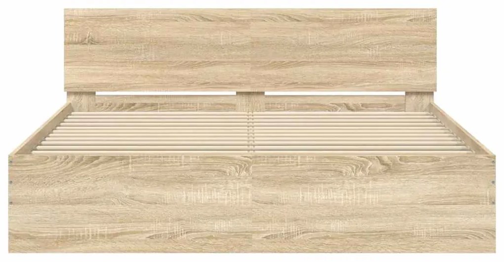 Estrutura de cama com cabeceira 140x200 cm carvalho sonoma