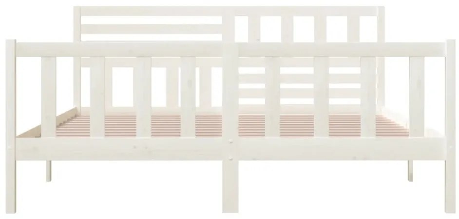 Estrutura de cama super king 180x200 cm madeira maciça branco
