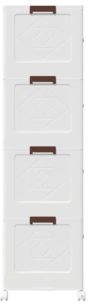 Caixa arrumação empilhável com rodas 4 níveis 75L 64x40x141,5cm