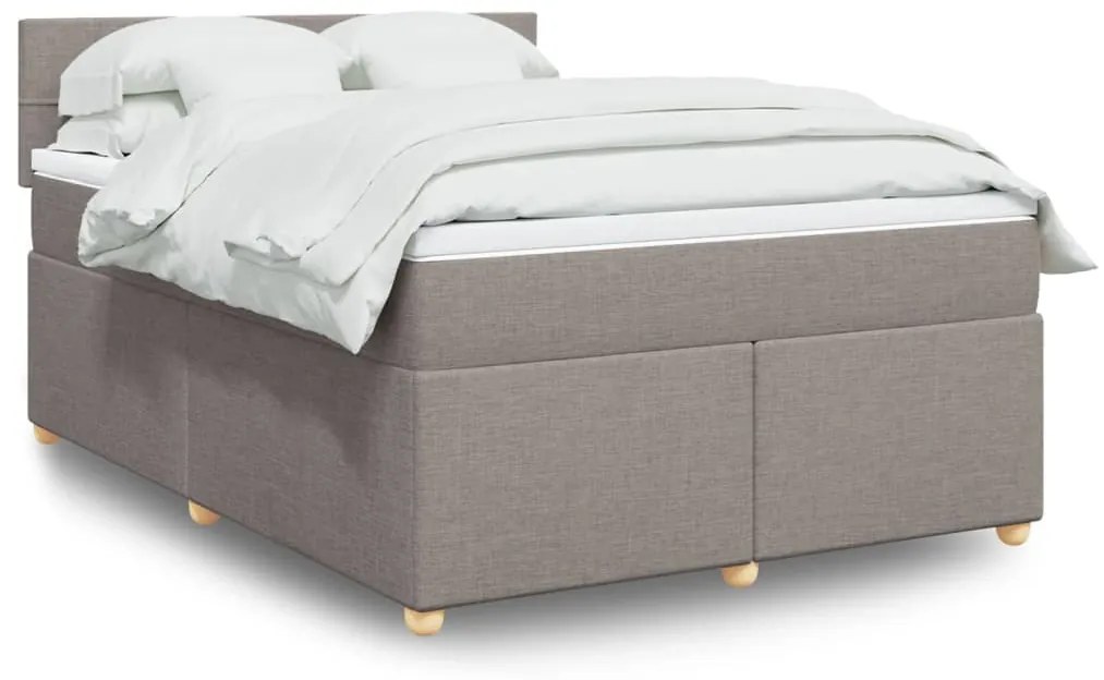vidaXL Cama com molas/colchão 140x190 cm tecido castanho-acinzentado