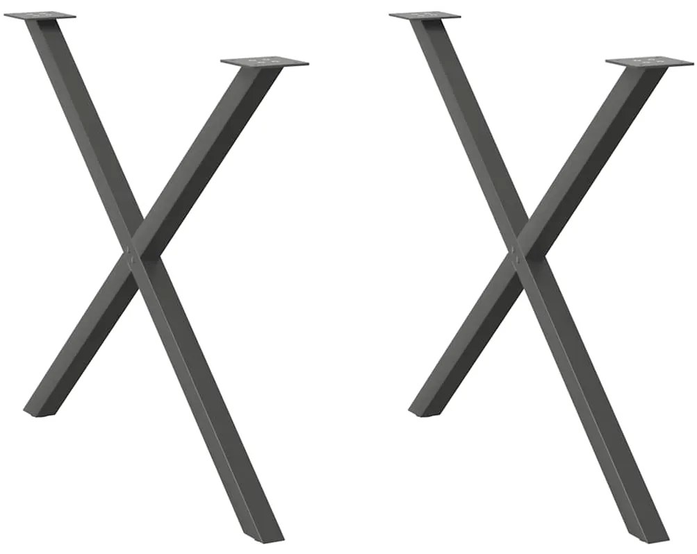 Pés para mesa de jantar em formato de X, 2 peças, antracite, 90x (72-7