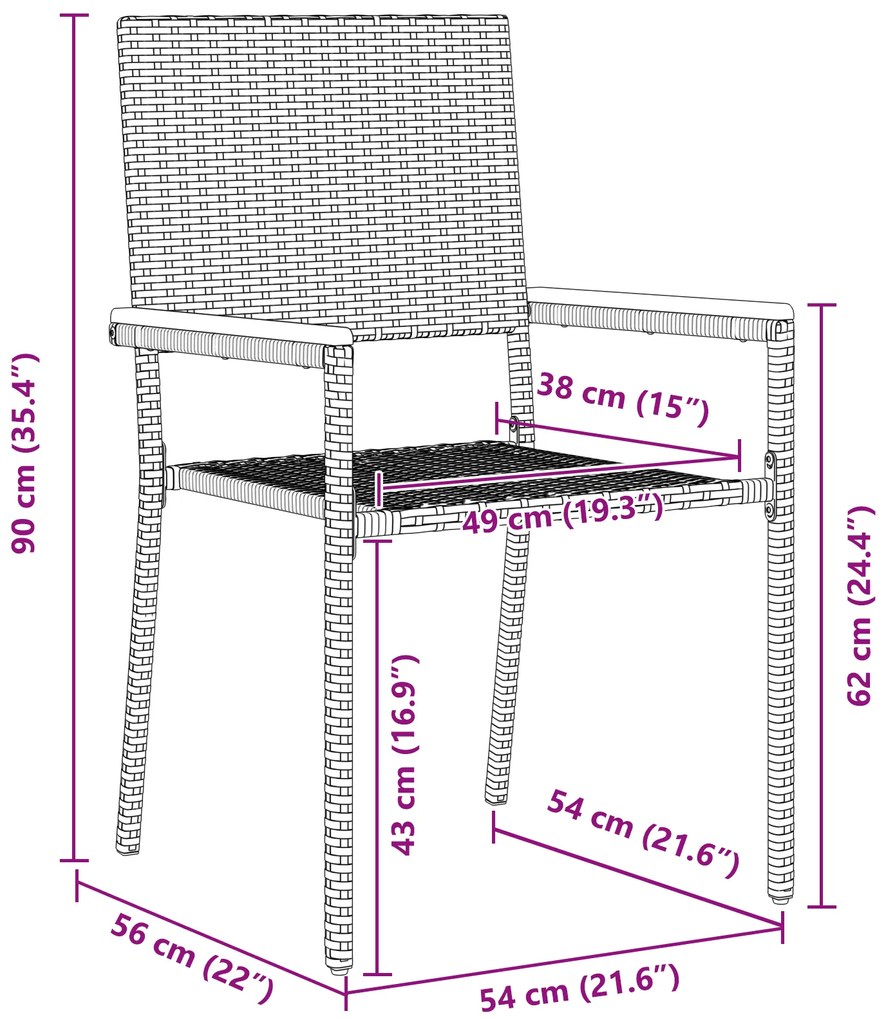 Conjunto de Jantar de Jardim vidaXL 9 Peças Cinza Rattan Poly