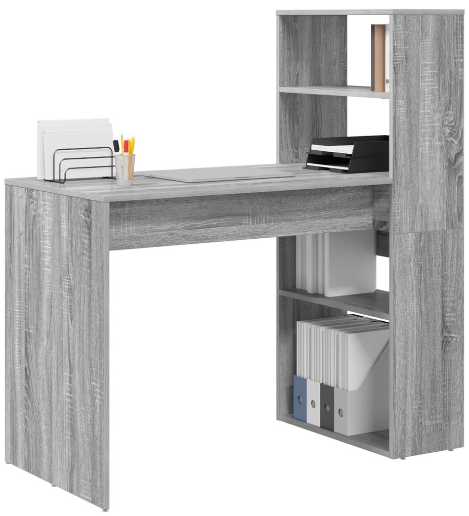 Secretária com Armazenamento Cinzento Sonoma 113x54x120 cm Aglomerado
