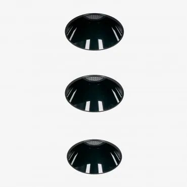 Pack De 3 Downlights Led Embutidos Sem Moldura Trimless Redondos Em Alumínio Luisiana Preto & Branco Cálido 2700k & Ø3,6 Cm & 3 W & 38º - Sklum