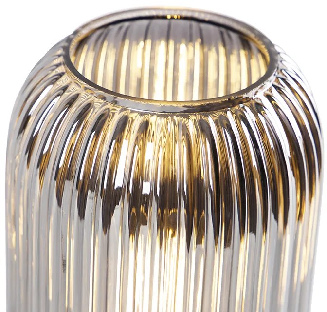 Candeeiro de mesa Art Deco preto com vidro fumê - Banci Art Deco