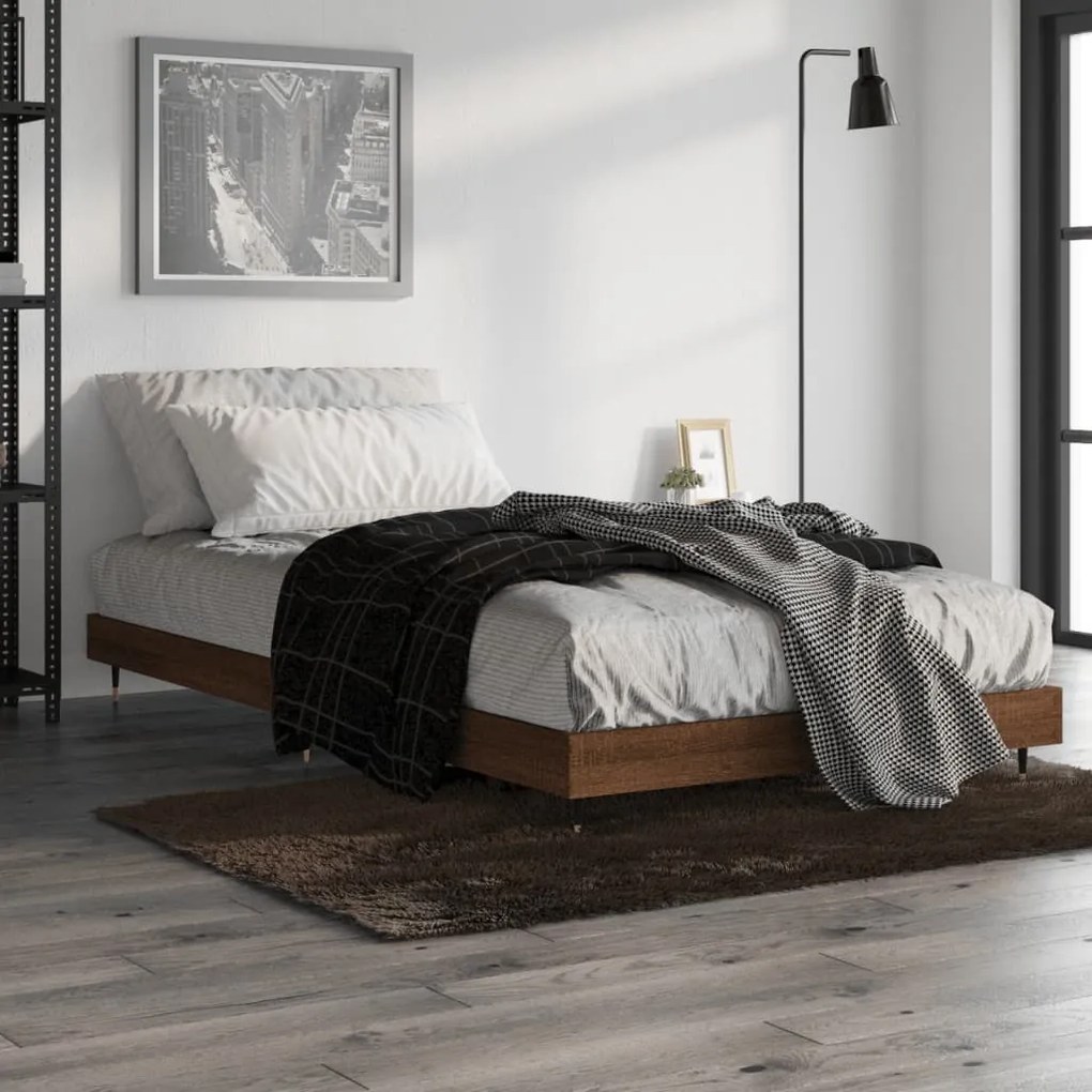 Estrutura cama s/ colchão derivados madeira carvalho castanho