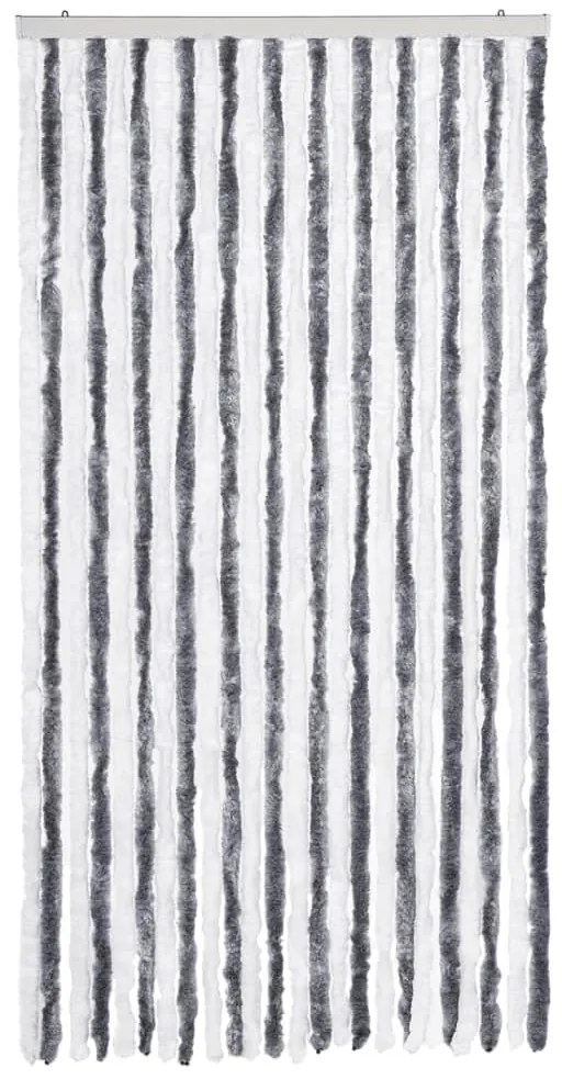 Cortina anti-insetos 100x230 cm chenille cinzento e branco