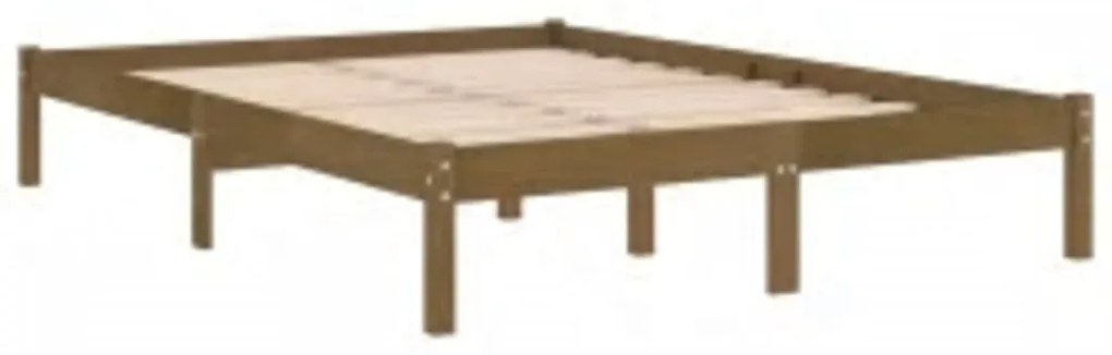 Estrutura de cama 200x200 cm madeira maciça castanho mel