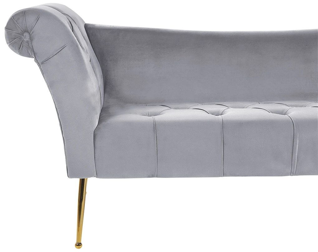 Chaise-longue em veludo cinzento NANTILLY Beliani