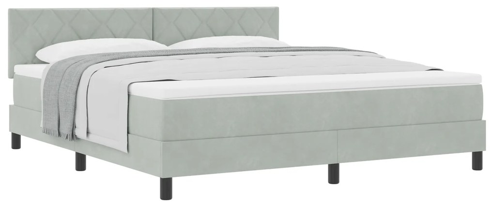 Cama Box com Colchão vidaXL Cinza Claro Super King Veludo