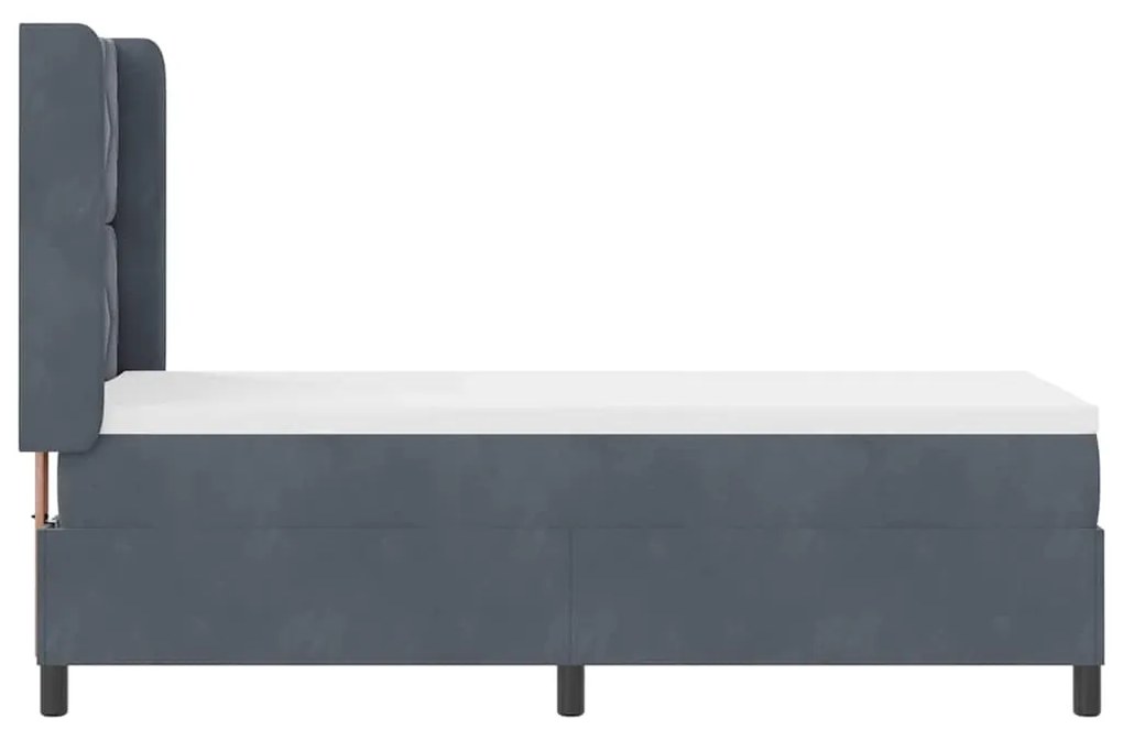 Cama Box com Colchão e LED vidaXL Cinza Escuro 80x200 cm Veludo
