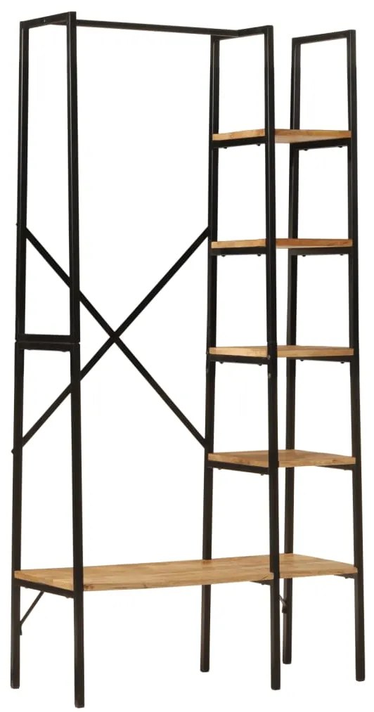 Roupeiro com prateleiras 90x40x190 cm mangueira maciça/ferro