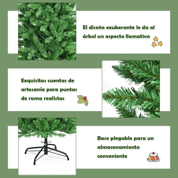 Árvore de Natal iluminada de 1,5 m com 300 ramos 150 luzes brancas e quentes Fácil de montar Perfeita para uma decoração verde