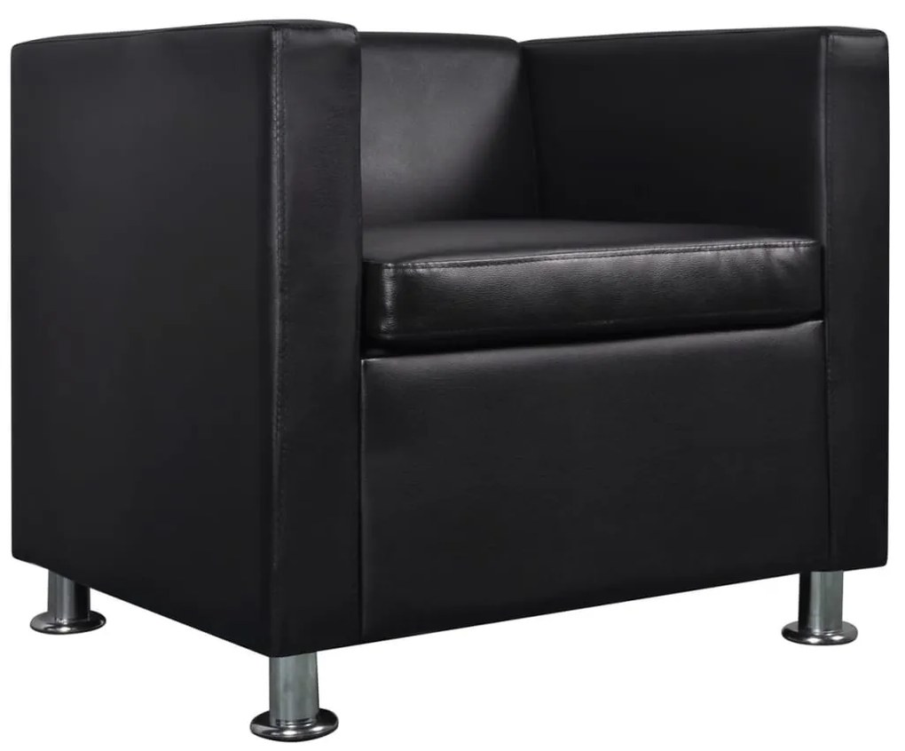 Poltrona Cube em couro sintético preto
