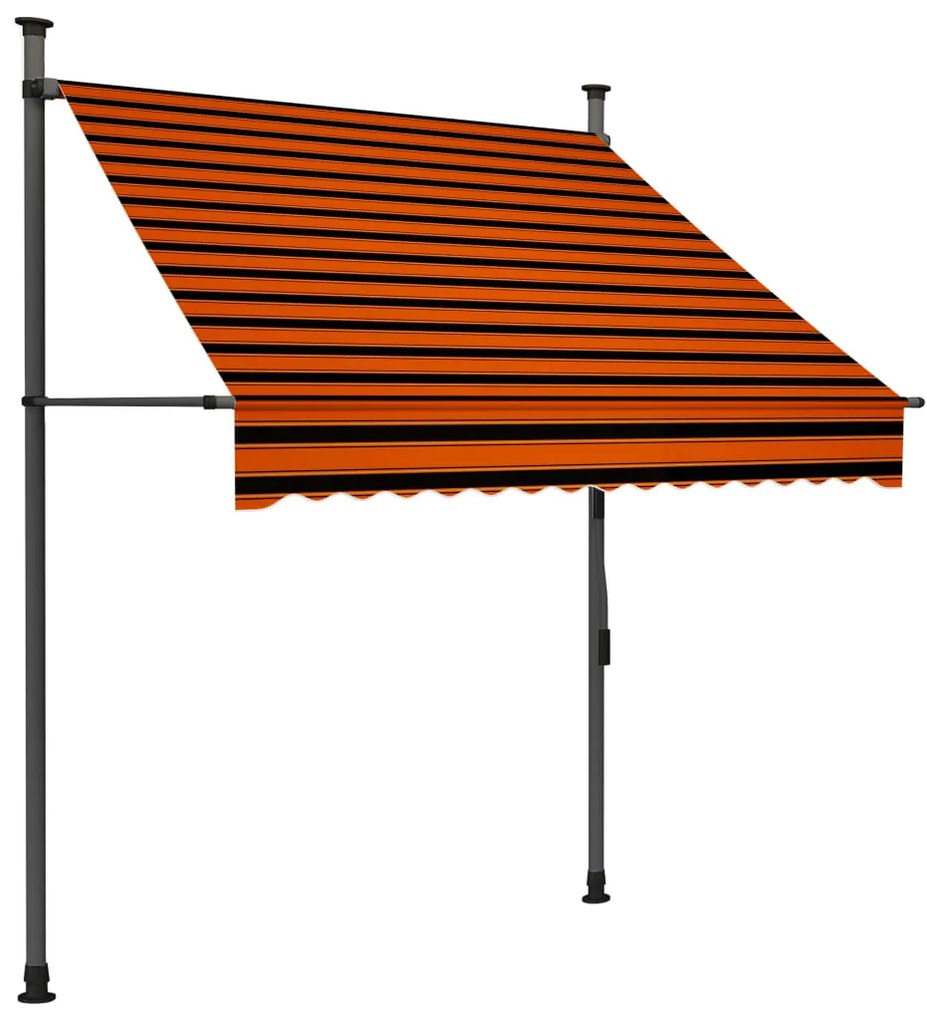 Toldo retrátil manual com LED 150 cm laranja e castanho