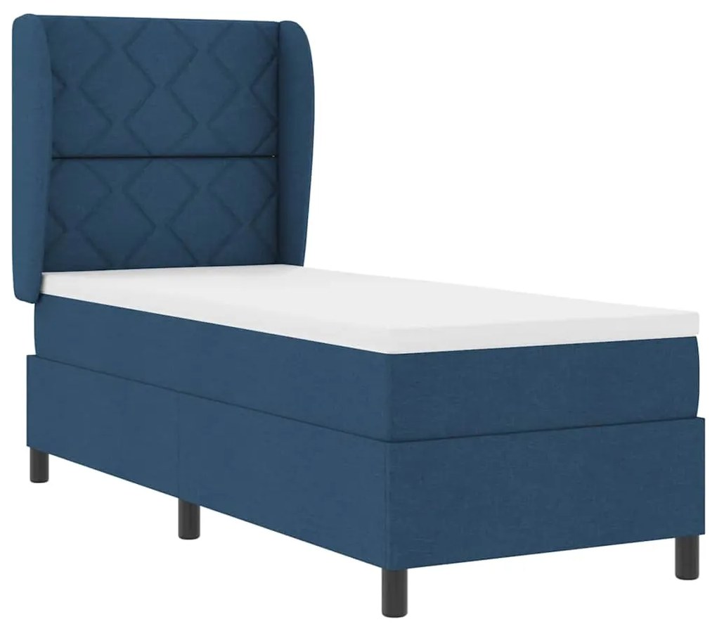 Cama Box com Colchão - Azul, 80x200 cm, Tecido