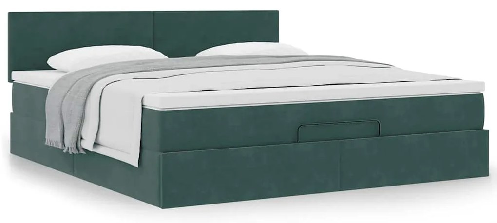 Estrutura de cama otomana com colchão 160x200 cm verde escuro