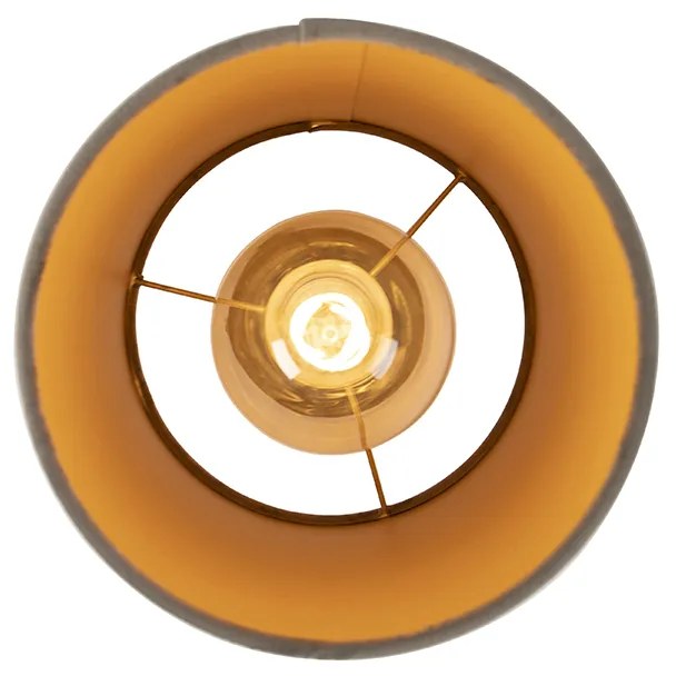 Candeeiro de teto com abajur em veludo castanho com dourado 20 cm - Combi Preto Country / Rústico