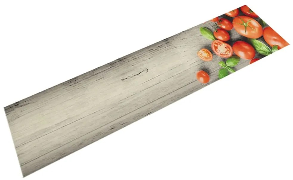 vidaXL Tapete de cozinha lavável 60x300 cm veludo padrão tomates